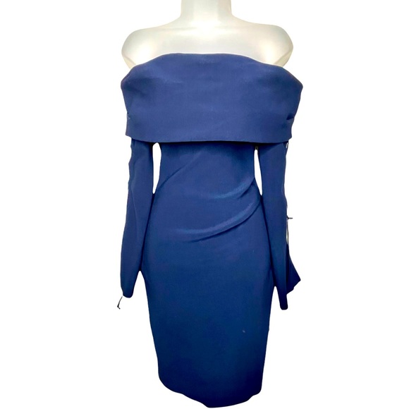 Bec + Bridge Off the Shoulders Midi Dress Navy 2 - Picture 1 of 11